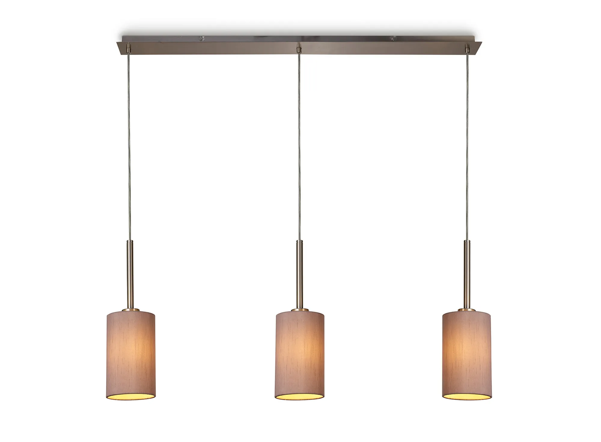 DK0778  Baymont 12cm Shade 3 Light Pendant Satin Nickel; Taupe/Halo Gold